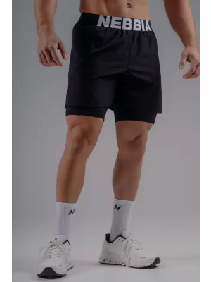 Doppellagige Trainingsshorts NEBBIA PRIMAL 878 SCHWARZ