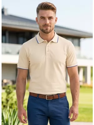 Herren-T-Shirt mit Kragen MALFINI FOCUS 232 MANDEL