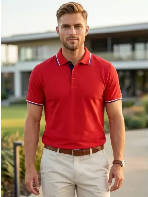 Herren-T-Shirt mit Kragen MALFINI FOCUS 232 ROT