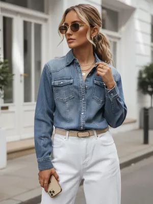 Damenhemd DSTREET DY0491 BLAU