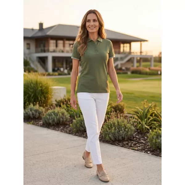  Damen-T-Shirt mit Kragen MALFINI FOCUS 233 KHAKI 