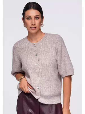 Damenbluse OMBRE OW-TS-E0091 SCHMUTZIGES ROSA