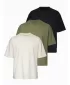 Herren-T-Shirt OMBRE OM-TSBC-0291 SCHWARZ/CREMEFARBEN/HELLOLIV