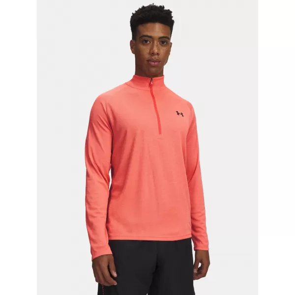  Herren-T-Shirt UNDER ARMOUR TECH TEXTURED 1/2 ZIP 1382797-690 ROT 