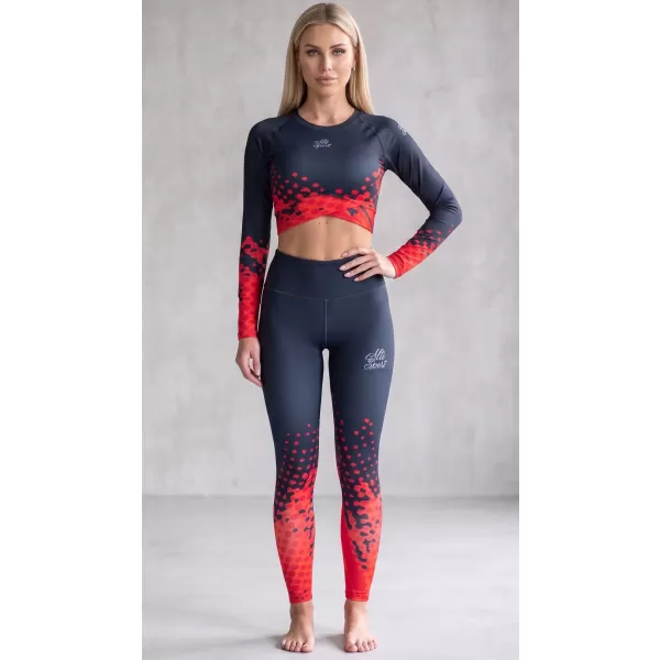  Premium-Leggings für Damen (neue Größen) ALTISPORT VOJ/ALW109LEG05 ROT-SCHWARZ 