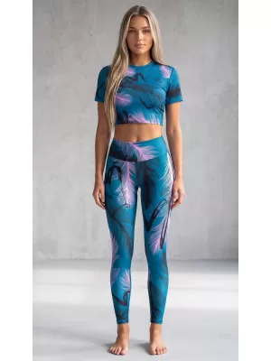 Lange Premium-Leggings für Damen (neue Größen) ALTISPORT VOJ/ALW001LEG05 PETROL/HELLROSA