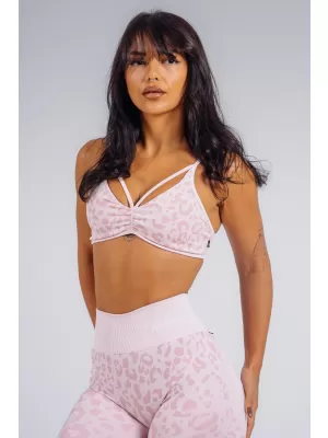 Sport-BH mit mittlerem Halt und Leopardenmuster NEBBIA PRIMAL 854 ROSA LEOPARD