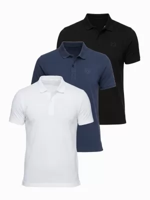 Herren-T-Shirt mit Kragen OMBRE OM-POBS-0171 SCHWARZ/MARINE/WEIß