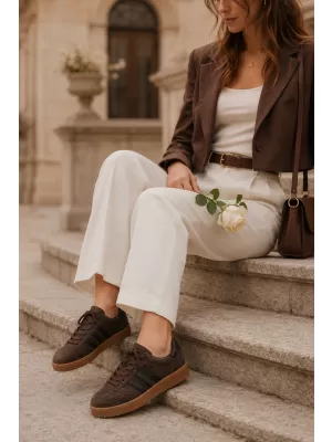 Wildleder-Sneaker für Damen EVENTO 26PB18-628 KAFFEE/SCHWARZ