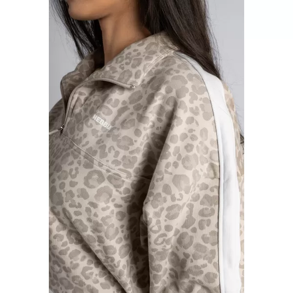 Sweatshirt mit halbem Reißverschluss und Leopardenmuster NEBBIA PRIMAL 866 CREMEFARBENER LEOPARD 