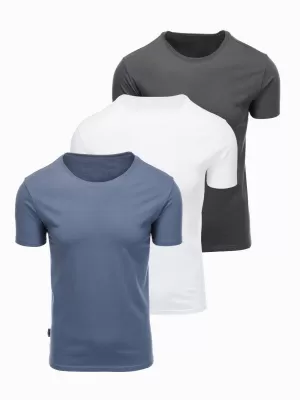 Herren-T-Shirt OMBRE OM-TSBS-0268 WEIß/GRAPHIT/BLAUER DENIM