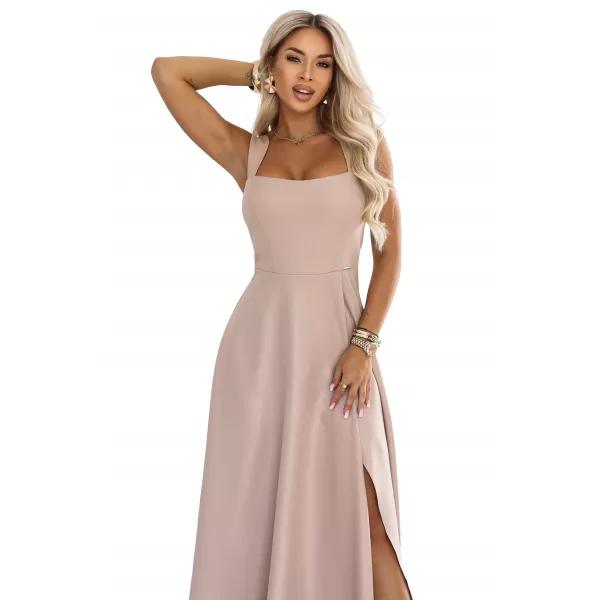 Kleid NUMOCO 633-5 DUNKLES BEIGE MIT GLITZER 