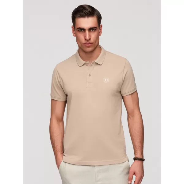  Herren-T-Shirt mit Kragen OMBRE OM-POBS-0171 WEIß/WEIß/HELLBRAUN 