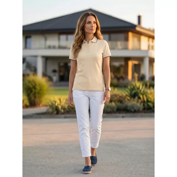  Damen-T-Shirt mit Kragen MALFINI FOCUS 233 MANDEL 