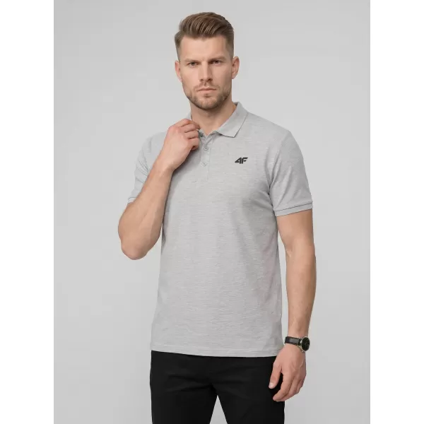  Herren-T-Shirt mit Kragen 4F WMM00TPTSM0770 DUNKELGRAU MELIERT 