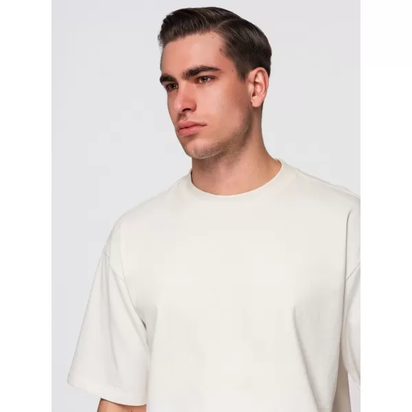  Herren-T-Shirt OMBRE OM-TSBC-0291 CREMEFARBEN/CREMEFARBEN/SCHWARZ 
