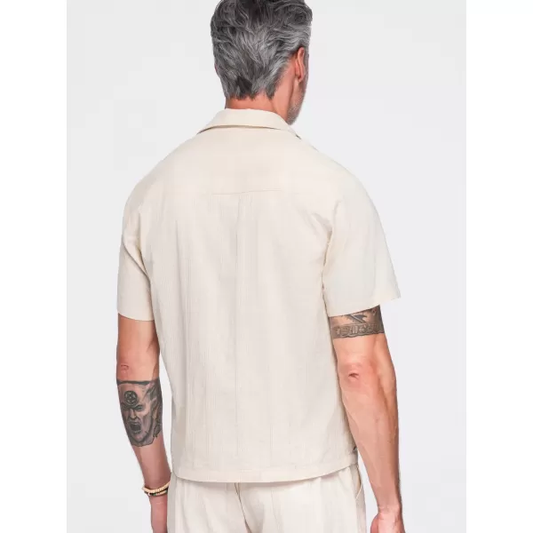  Herrenhemd OMBRE OM-SHSS-0221 CREME 