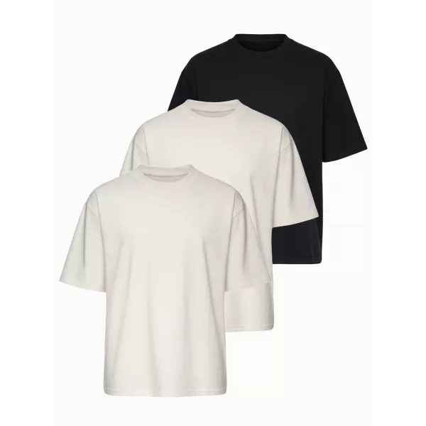  Herren-T-Shirt OMBRE OM-TSBC-0291 CREMEFARBEN/CREMEFARBEN/SCHWARZ 