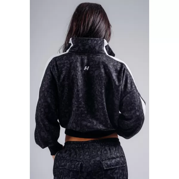  Sweatshirt mit halbem Reißverschluss und Leopardenmuster NEBBIA PRIMAL 866 SCHWARZER LEOPARD 