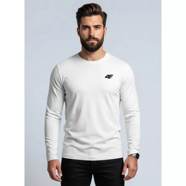  Herren-T-Shirt mit langen Ärmeln 4F WMM00TLONM611 WEIß 