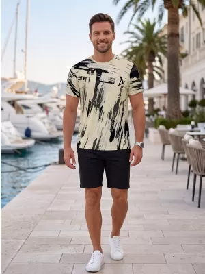 Hochwertiges Funktions-T-Shirt für Herren ALTISPORT VOJ/ALM010TR01 ELFENBEIN/SCHWARZ