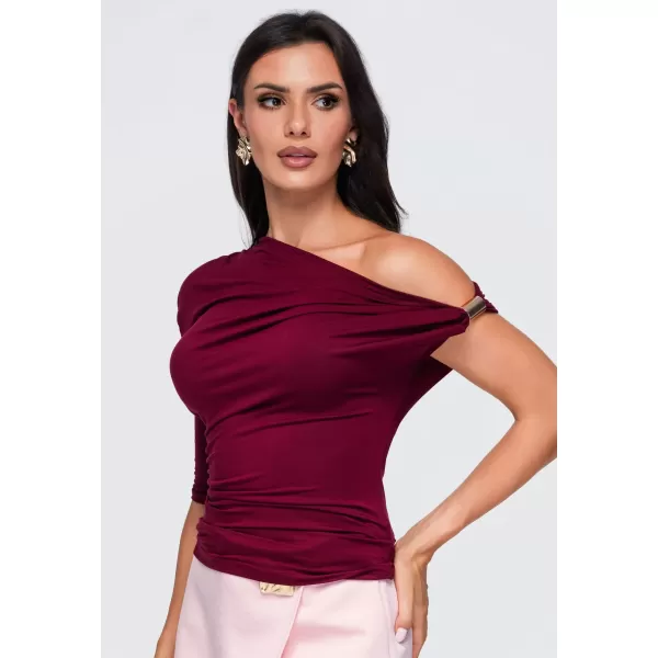  Damen-T-Shirt OMBRE OW-TS-E0075 BURGUND 