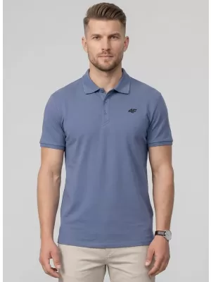 Herren-T-Shirt mit Kragen 4F WMM00TPTSM0770 DENIM
