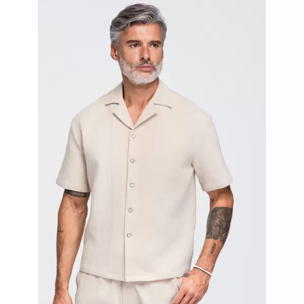  Herrenhemd OMBRE OM-SHSS-0220 CREMEFARBEN 