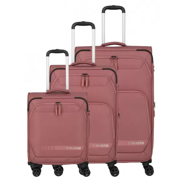  Ein Satz Koffer TRAVELITE Kick Off 4w S, M exp, L exp ROSE 