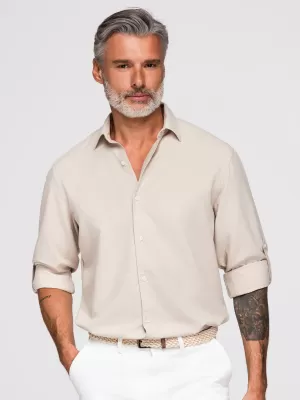 Herrenhemd OMBRE OM-SHCS-0190 BEIGE