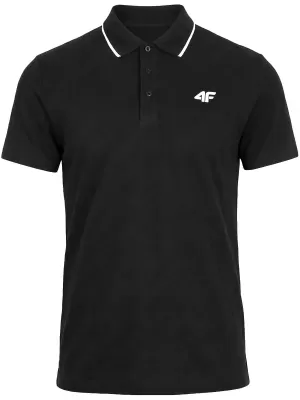 Herren-T-Shirt mit Kragen 4F WMM00TPTSM0773 TIEFSCHWARZ