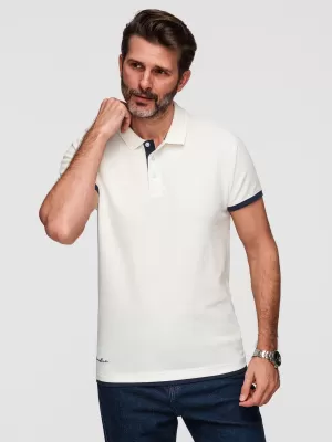 Herren-T-Shirt mit Kragen OMBRE OM-POSS-0170 WEIß