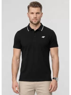 Herren-T-Shirt mit Kragen 4F WMM00TPTSM0773 TIEFSCHWARZ