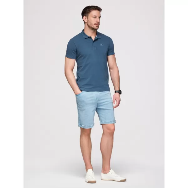  Herren-T-Shirt mit Kragen OMBRE OM-POBS-0171 WEIß/KASTANIENBRAUN/DUNKELBLAU 