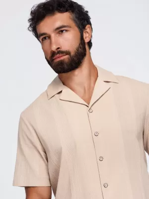 Herrenhemd OMBRE OM-SHSS-0221 HELLBRAUN