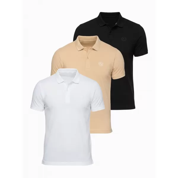  Herren-T-Shirt mit Kragen OMBRE OM-POBS-0171 SCHWARZ/WEIß/BEIGE 