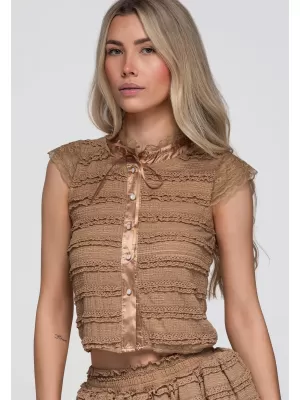 Damenbluse OMBRE OW-TS-E0066 TAUPE