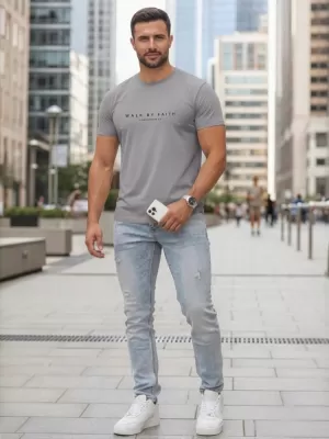 Herren-T-Shirt DSTREET NX5123R-SL HELLGRAU