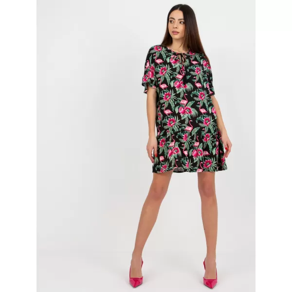  Kleid SUBLEVEL D73771M30306C SCHWARZ UND GRÜN 