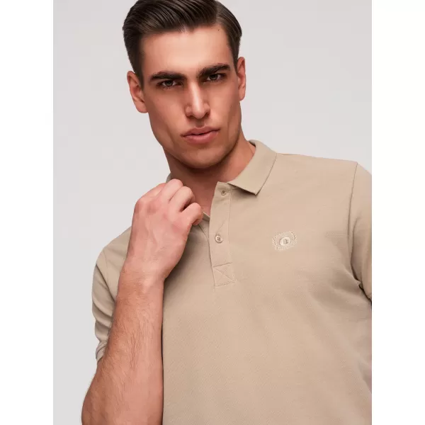  Herren-T-Shirt mit Kragen OMBRE OM-POBS-0171 WEIß/WEIß/HELLBRAUN 