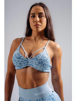 Sport-BH mit mittlerem Halt und Leopardenmuster NEBBIA PRIMAL 854 BLAUER LEOPARD