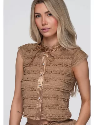 Damenbluse OMBRE OW-TS-E0066 TAUPE