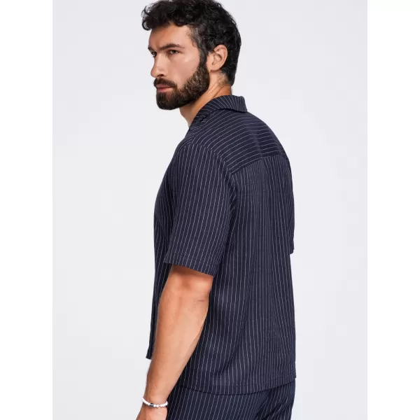  Herrenhemd OMBRE OM-SHSS-0222 MARINEBLAU 