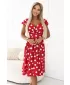 Kleid NUMOCO 425-15 BURGUNDERROT MIT TUPFEN