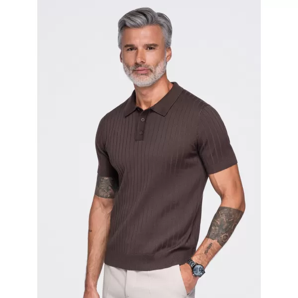  Herren-Poloshirt OMBRE OM-POSS-0180 HELLBRAUN 