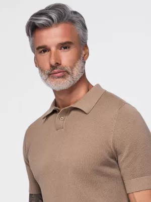 Herren-Poloshirt OMBRE OM-POSS-0178 HELLBRAUN