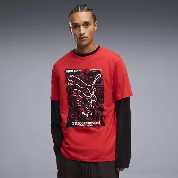  Herren-T-Shirt PUMA GRAPHICS BOX TEE 69436611 FÜR ALLE ZEITEN ROT 