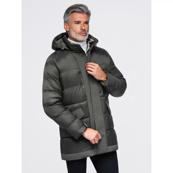  Herren-Winterjacke OMBRE OM-JALJ-0263 DUNKLES OLIV 