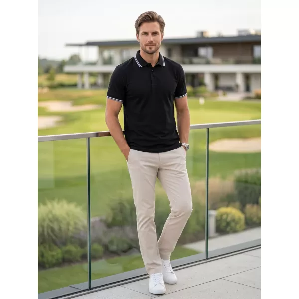  Herren-T-Shirt mit Kragen MALFINI FOCUS 232 SCHWARZ 