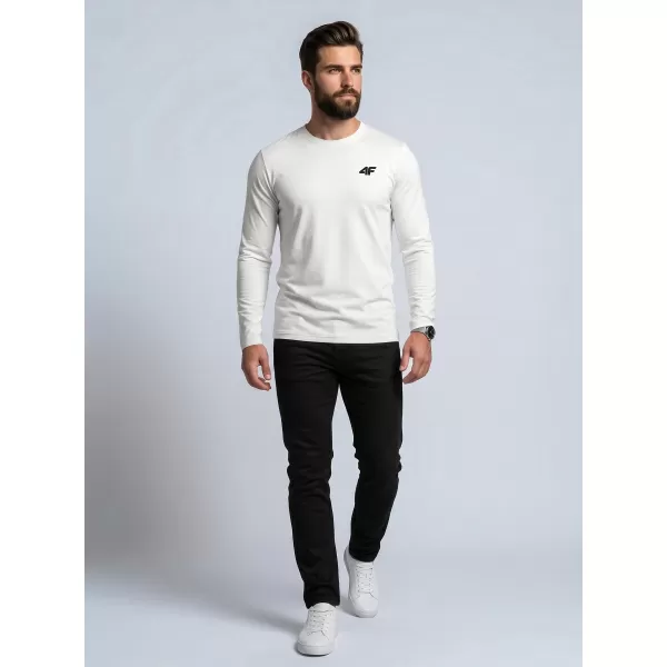 Herren-T-Shirt mit langen Ärmeln 4F WMM00TLONM611 WEIß 